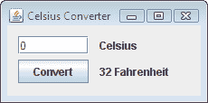 显示完成的 CelsiusConverter 应用程序的图例。