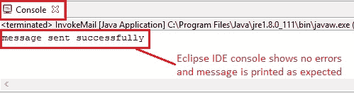 Email eclipse console output