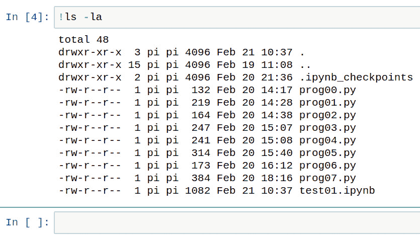 Figure 12.17 – Running OS commands in the Jupyter notebook 