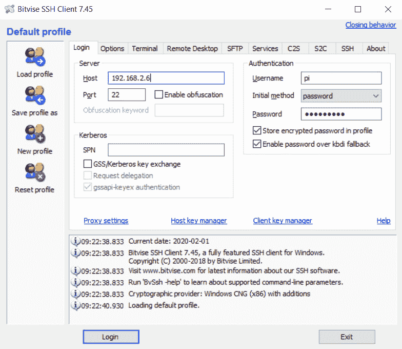 Figure 2.1 – Bitwise Connection window 