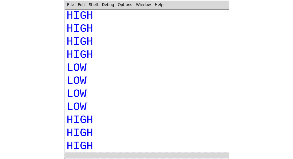 Figure 3.22 – The output of the push button program 